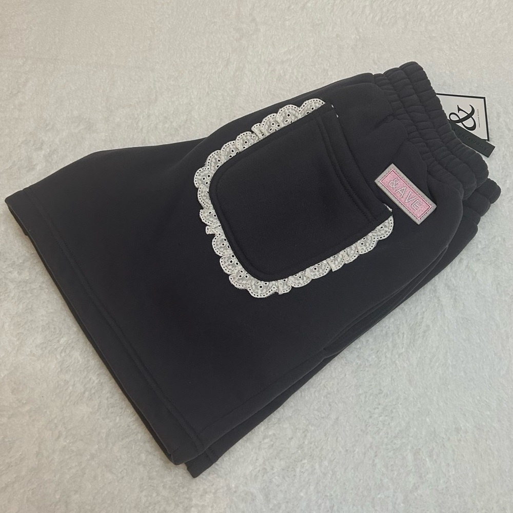 *New* Ampersand Avenue Charcoal Comfort Zone Shorts W/ Lace Pocket Detail